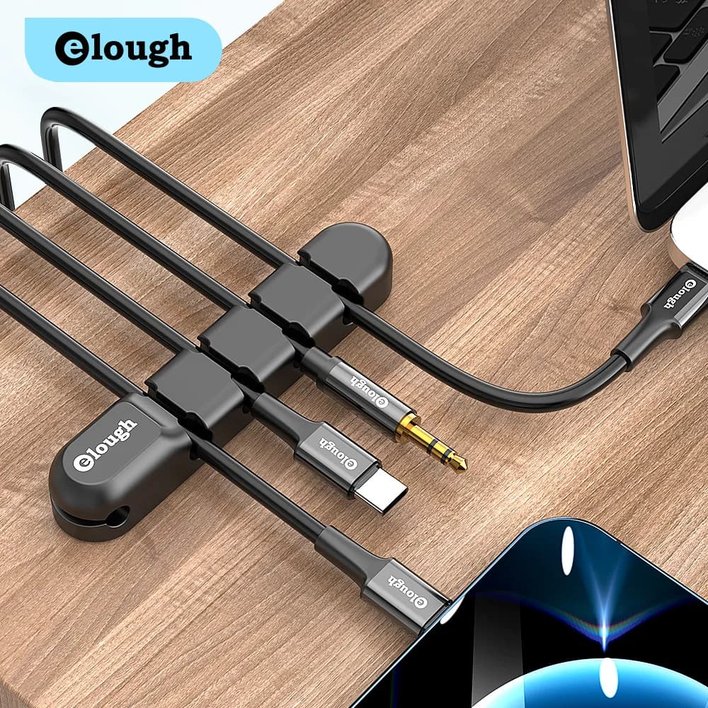 Elough Cable Organizer 7 Clip Cable Management Tidy Silicone Winder Wire Holder arrangiamento per Mouse auricolare Protector