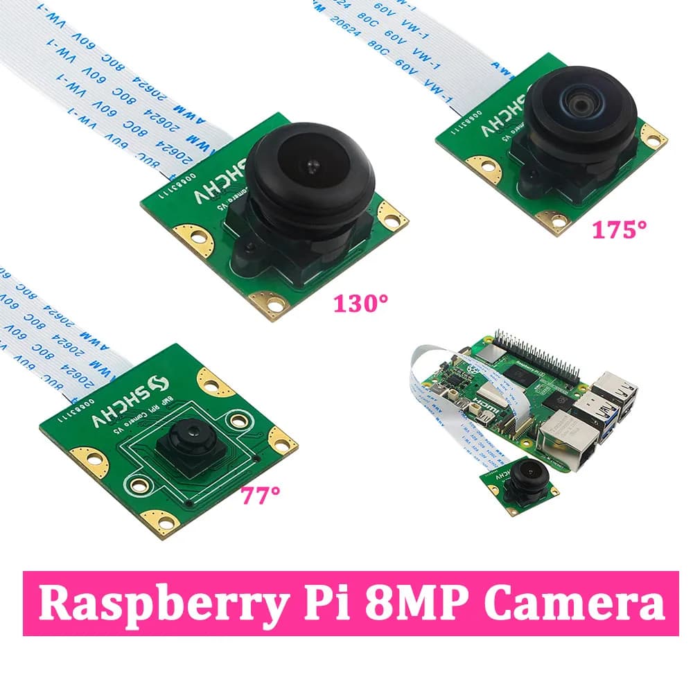 Camera module sensor Raspberry Pi 8MP IMX219 77 130 200 degree CSI Fisheye MINI Interface with 15 cm FFC for Raspberry Pi5 PRi Pi5
