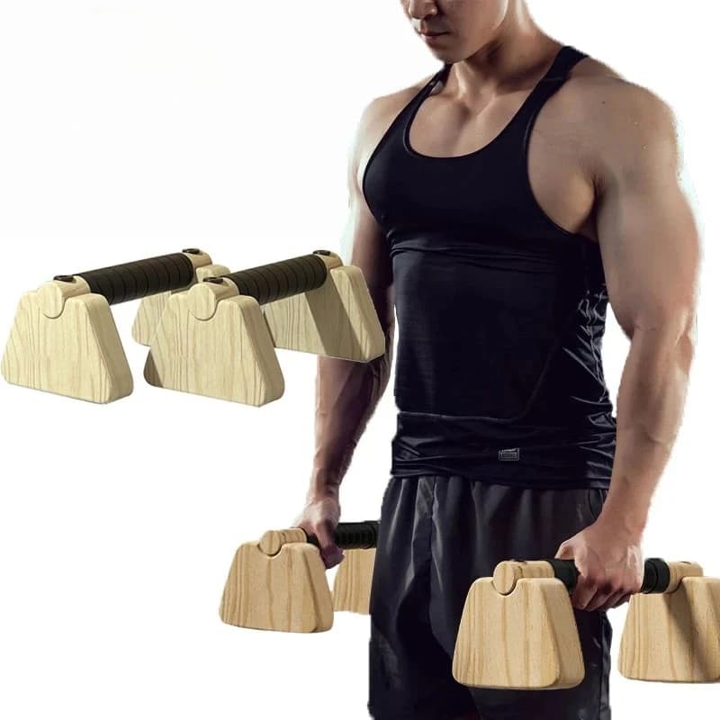 Traction support handles Wood push up bar Beech wood calisthenia exercise equipment for wooden parallax bar for floor use