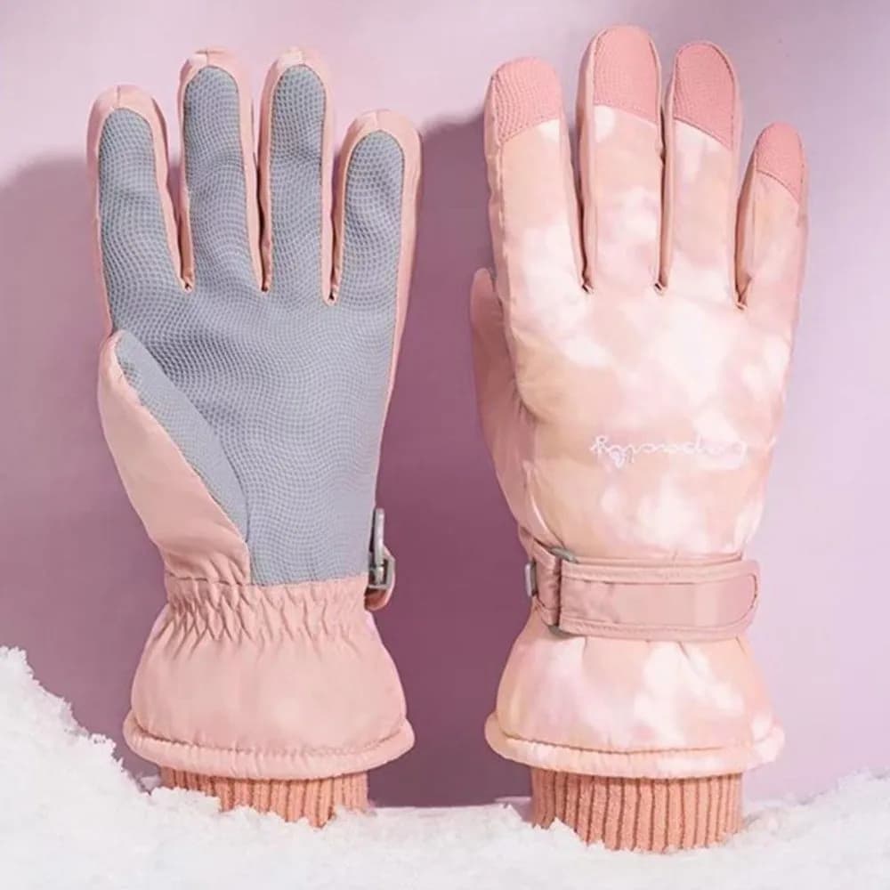 Guanti da sci invernali Tie Dye Foderati in pile Guanti da equitazione caldi in peluche antiscivolo Guanti da ciclismo termici antivento per le donne