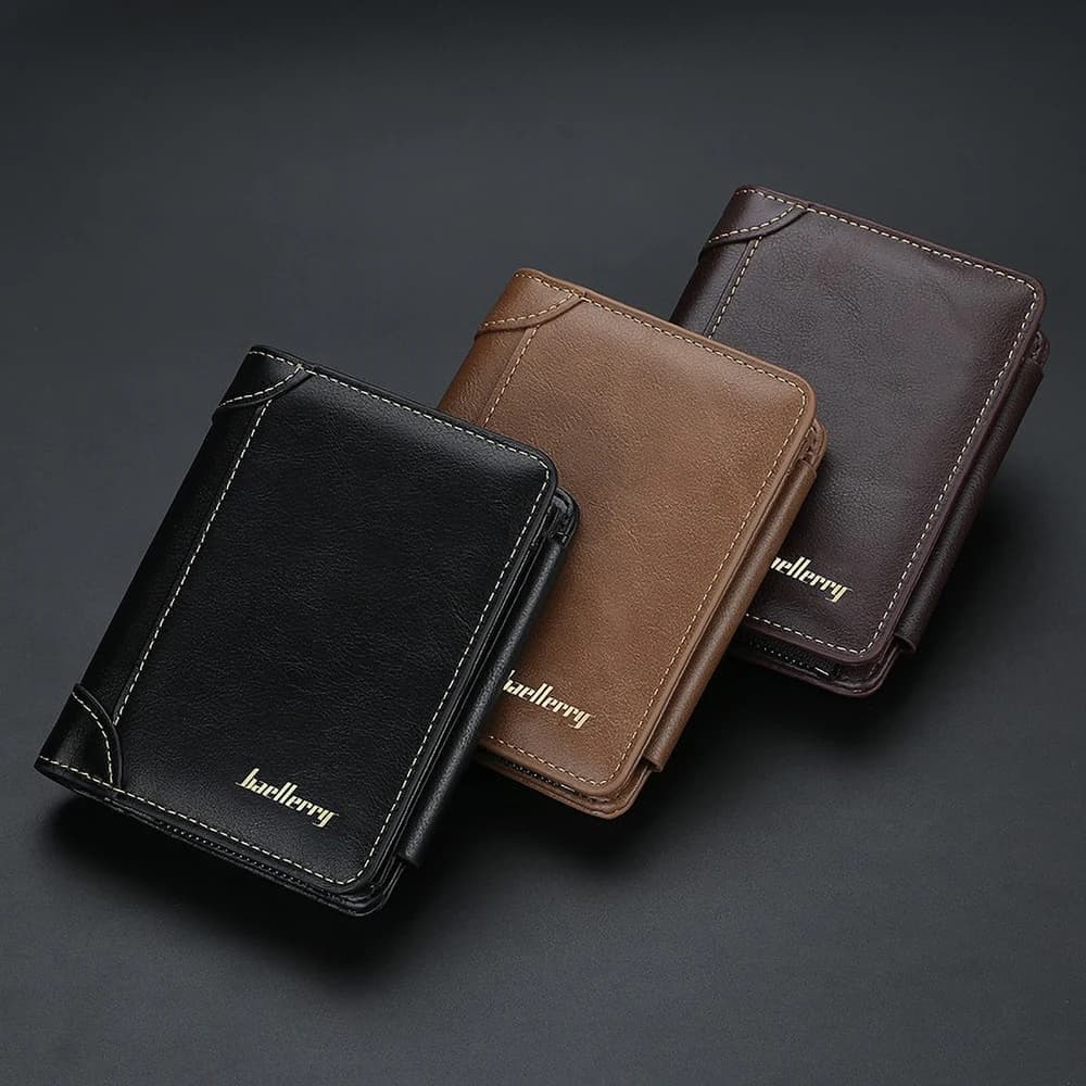 Baellerry Short Wallet for Men PU Leather Custom Embossed RfID Blocking Front Pocket Gift