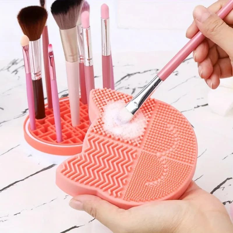 Cleaning and Drying Brushes 2-in-1 with Silicone Brush and Cosmetic Support