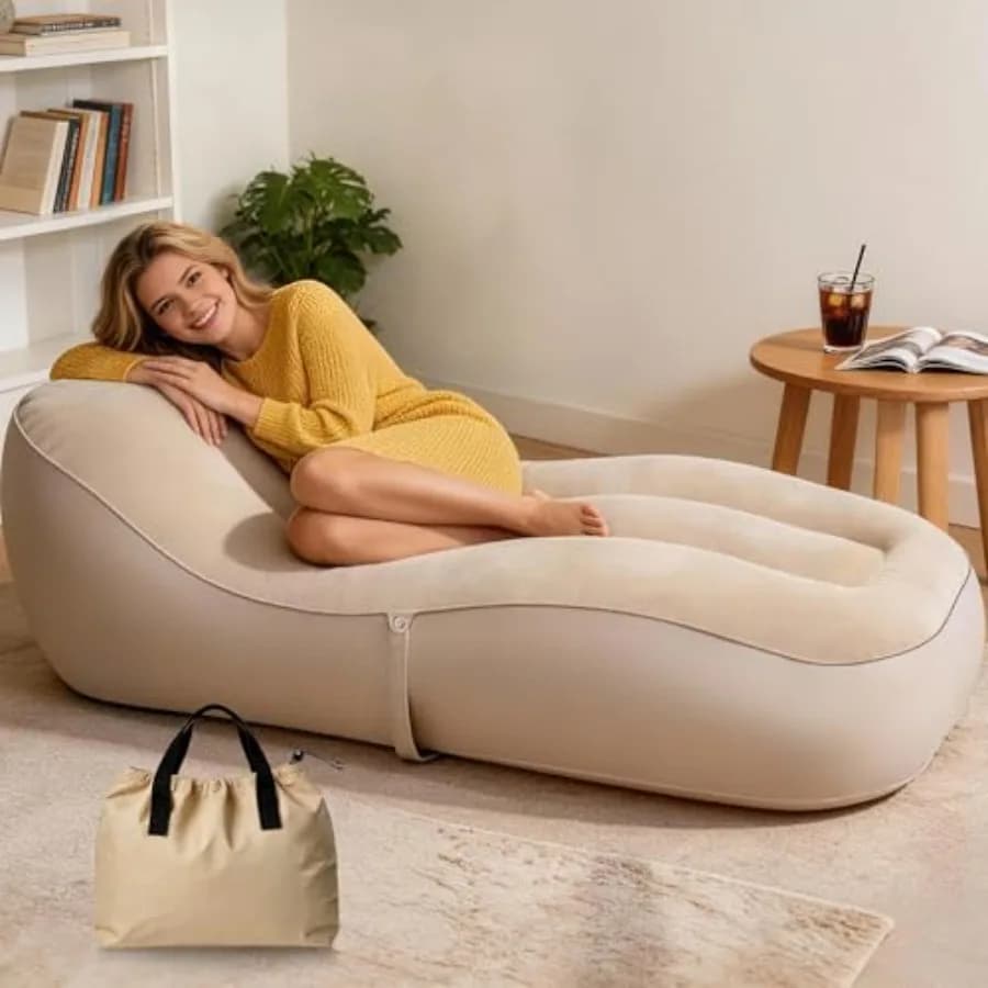 Divano Gonfiabile per Campeggio, Divano Gonfiabile per Adulti con Borsa Portaoggetti, Divano Letto Gonfiabile Resistente per Interni, Portatile