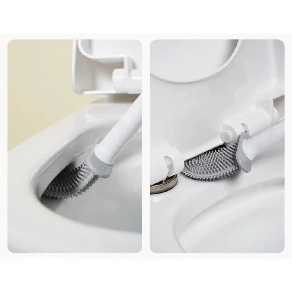 Adatto per la pulizia del WC, spazzola per la pulizia in silicone, facile da pulire, spazzola per WC con manico lungo da appendere alla parete, resistente