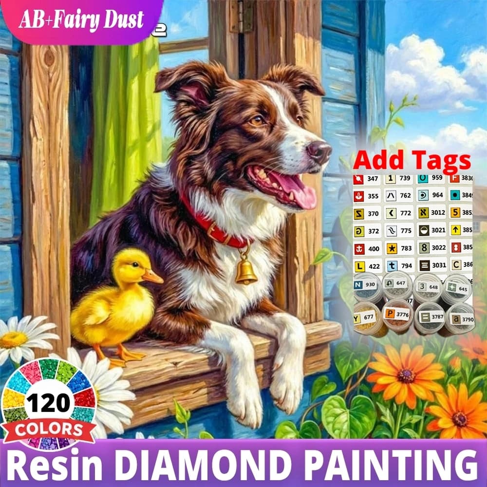 120 Color Resin AB Fairy Dust Full Square Round Diamond Painting Animal Cute dog duckling window Mosaic Embroidery Gift