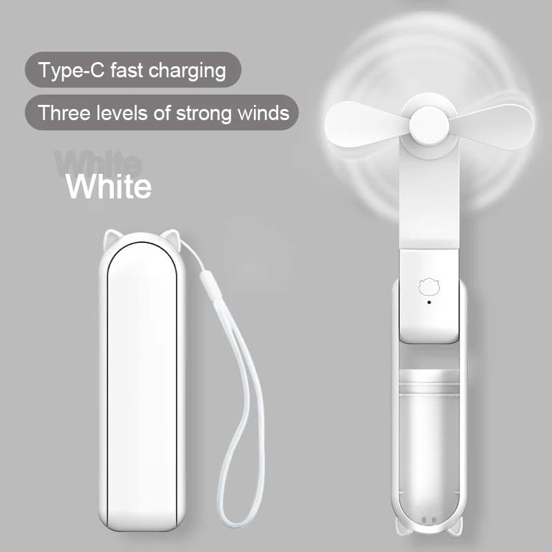 Small portable folding fan, high power portable mini fan, rechargeable via USB.