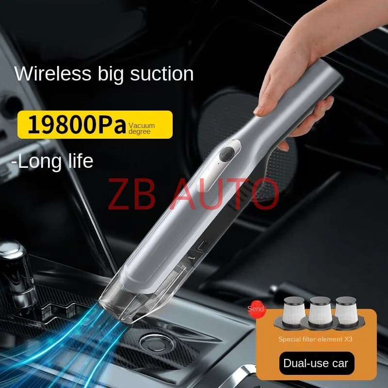 Aspirapolvere portatile senza fili per auto e casa, mini, ad alta potenza, super aspirazione, lunga durata della batteria, ideale per l'uso transfrontaliero.