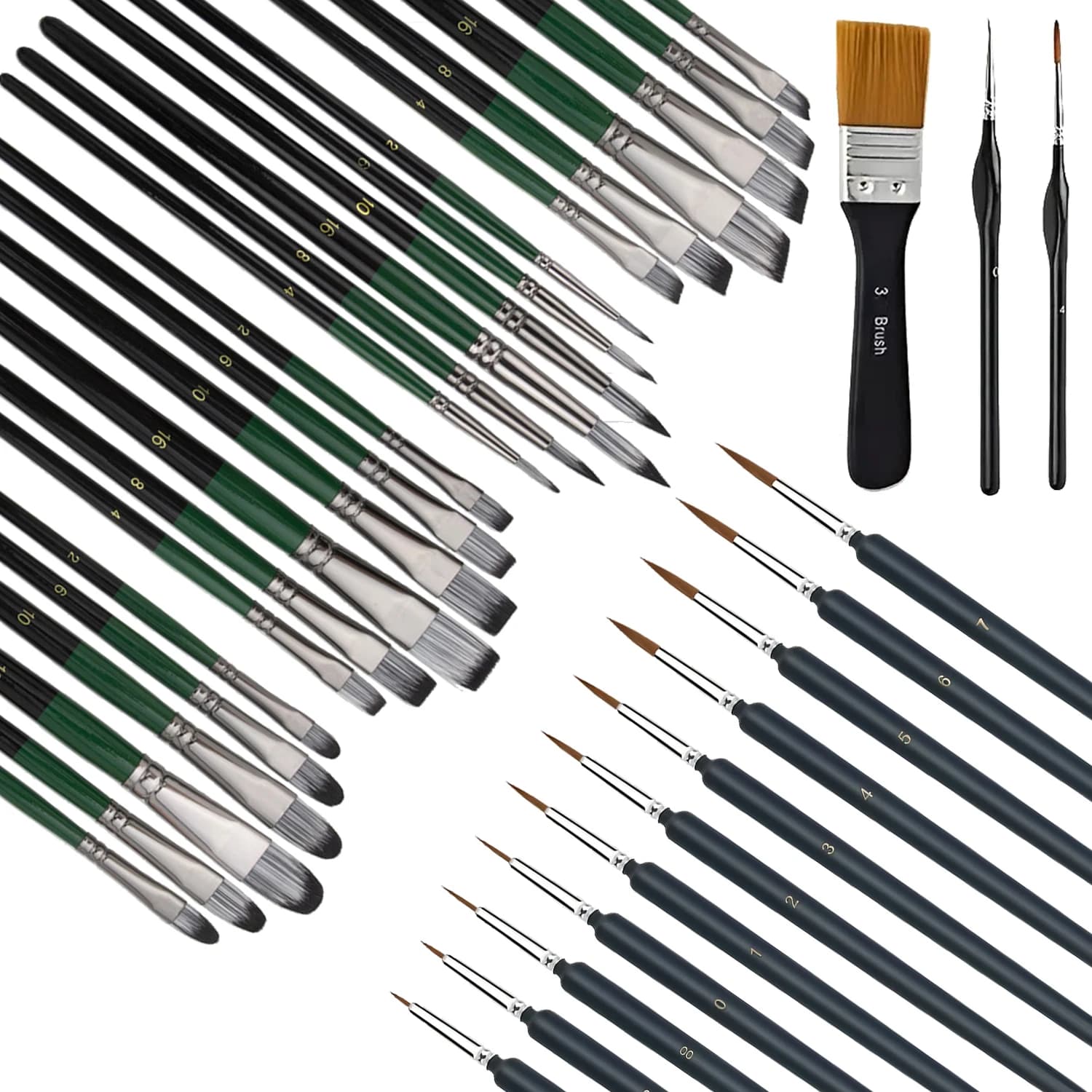 38Pcs Paint Brush Set for Acrylic Painting Premium Nylon Bristles with Round Filbert,Flat,Fan,Angle,Fine Detail Brush for Artist