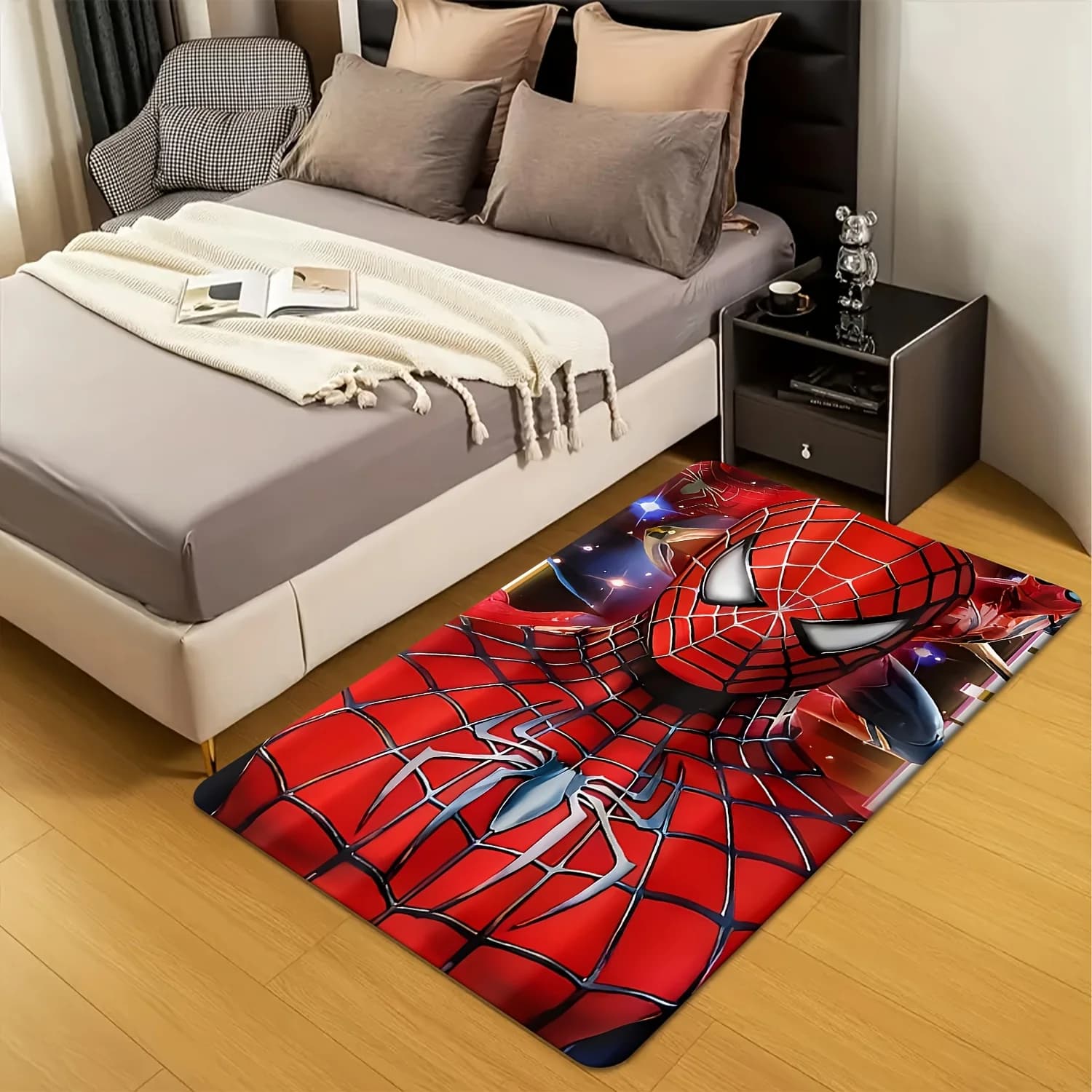 Tappetino in flanella Marvel, 1 pezzo | Spider-Man Man Hulk Hero Alliance - Tappetino decorativo per San Valentino con design a motivi | 80X5