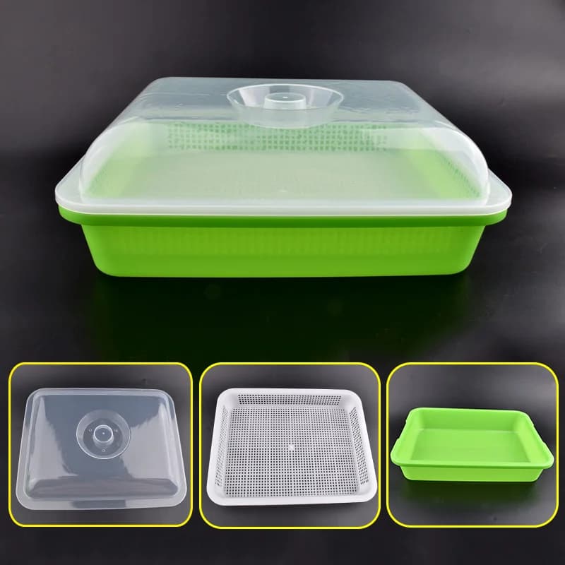 Beans Hydroponic Sprouter Tray Food Grade PP Veg Seeding Pot Garden Plants for Home Tray Germination with Cover Kit