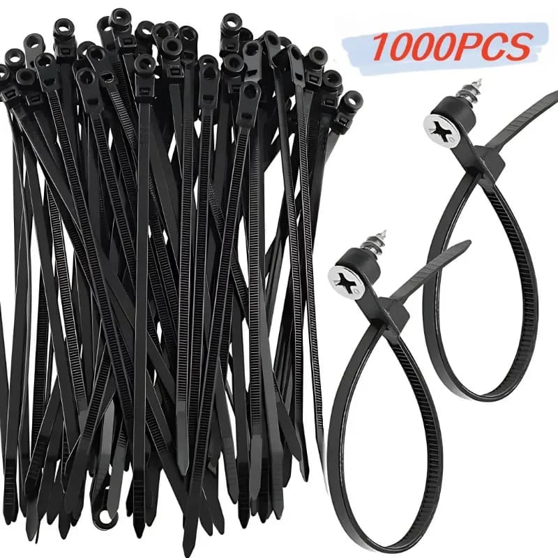 Fascette per cavi con foro per vite fascette per cavi fisse fascette per cavi in Nylon con montaggio a foro per vite fascette autobloccanti con anello avvolgente 4x150mm