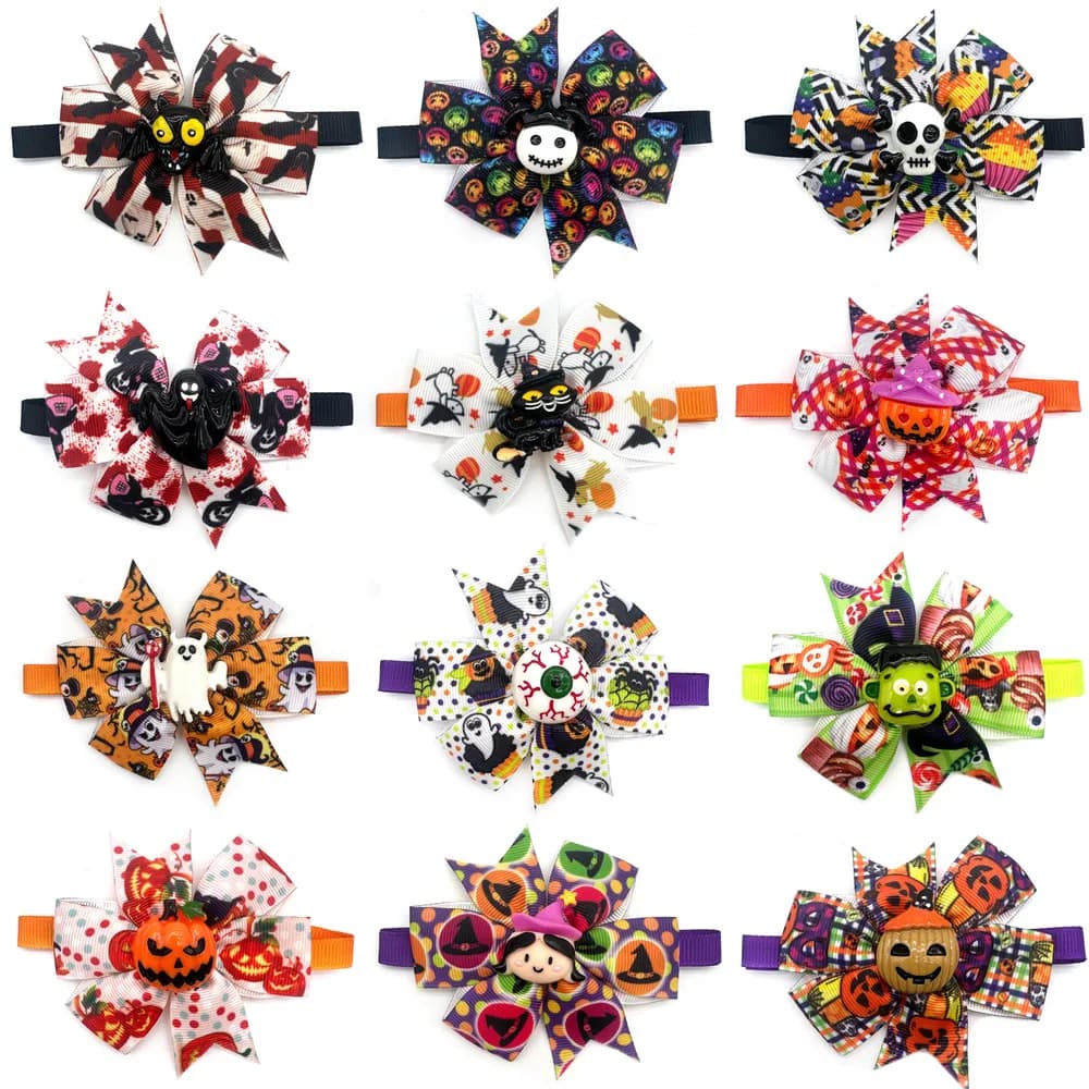 50pcs Halloween Dog Grooming Product Pet Supplies Handmade Dog Bow Tie Necktie Dog Accessories for Small Dog Ties