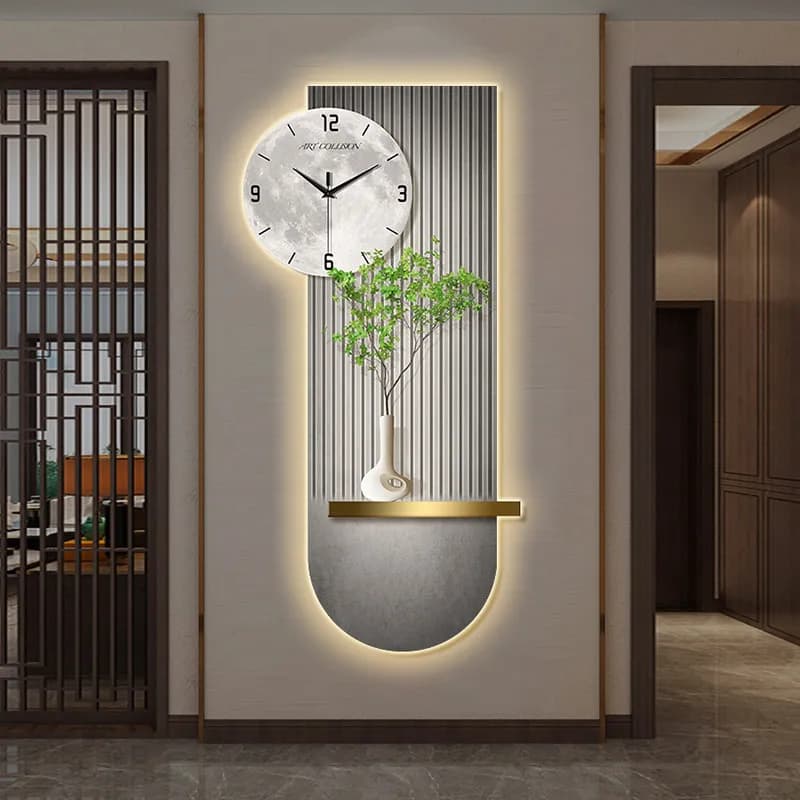 Orologi da Parete Minimalisti Nordici LED di Lusso, Grandi Dimensioni, Moderni in Legno, Creativi, Orologio da Parete alla Moda, Classico, Lampada Decorativa