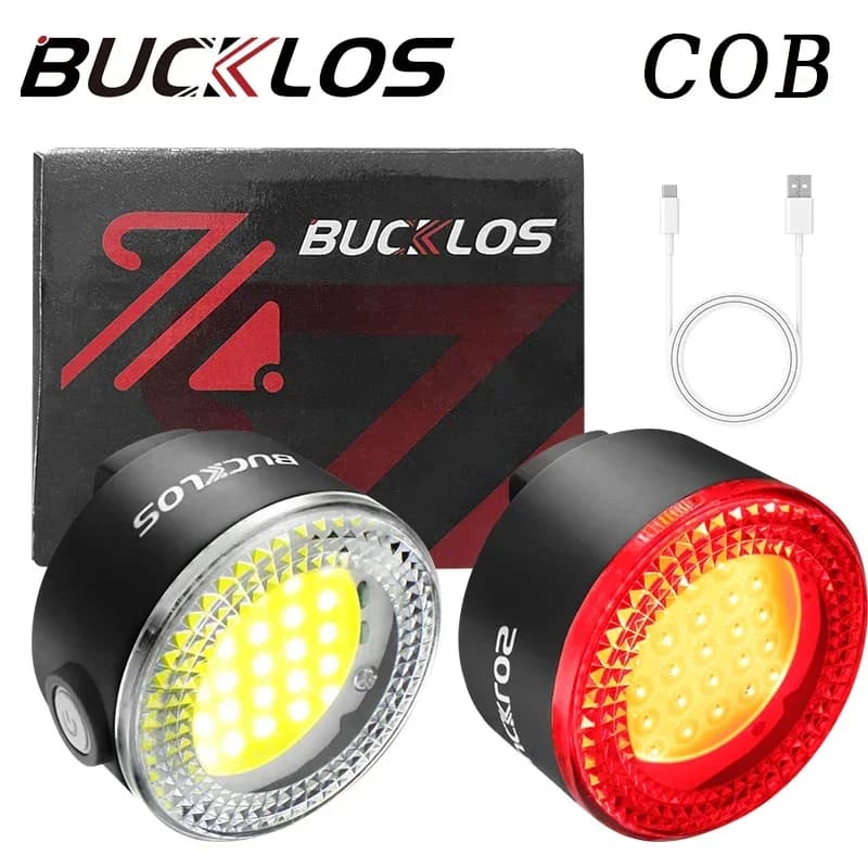 BUCKLOS COB Fanali posteriori per bici Faro USB ricaricabile Spia di sicurezza per bicicletta MTB LED Lanterna anteriore posteriore Set di lampade per ciclismo