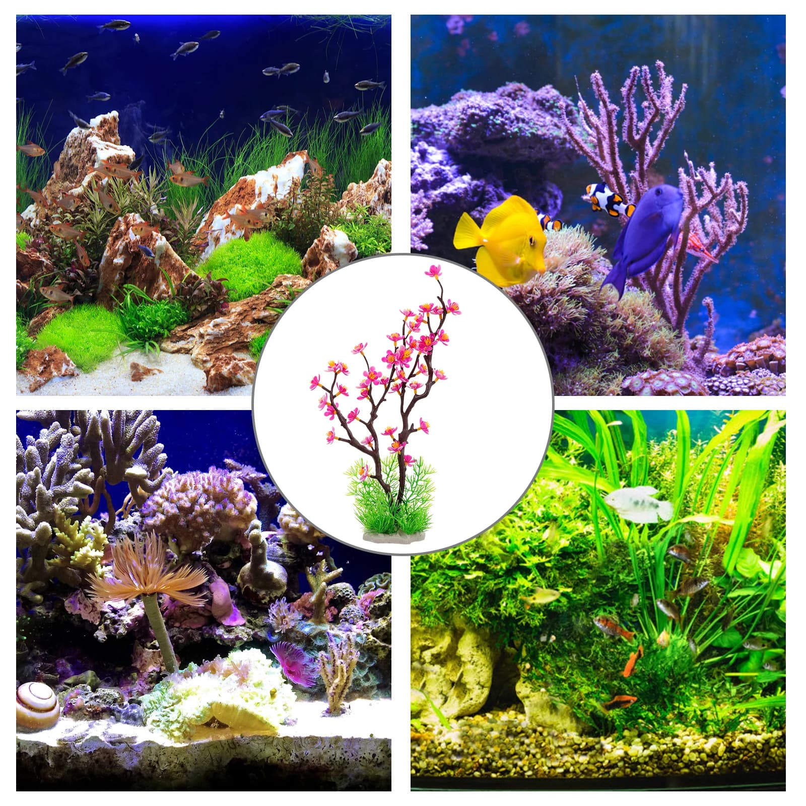 Prugna Flower Shape Aquarium Decoration, Artificial Realistic Plants, Safe Artificial Flower, Lightweight and Resistant to wear, Landscape Simulation