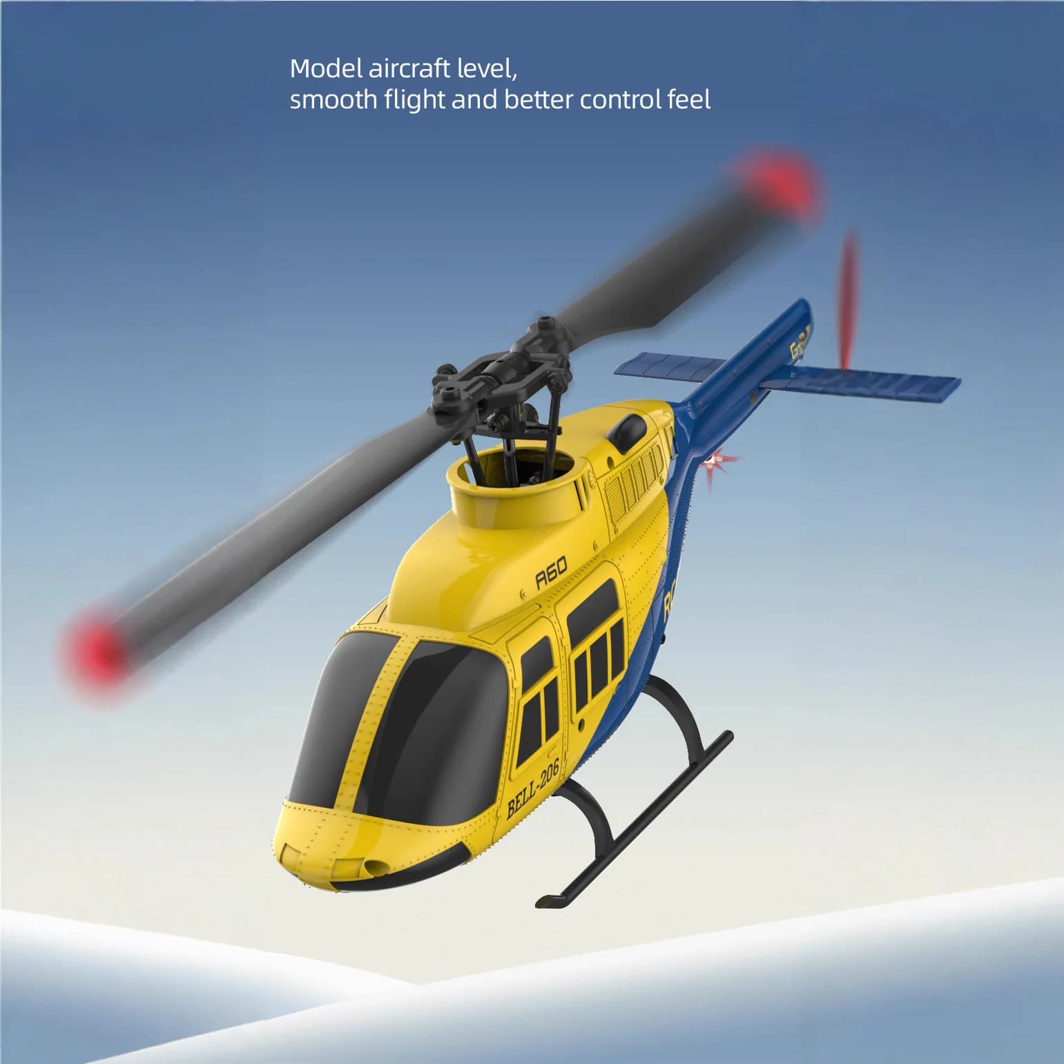 A60 1/42 Bilancia Bell 206 RC Elicottero - Giocattolo telecomandato con flusso di luce di altitudine stabilizzato a 4 canali con rotore singolo senza stabilizzatore
