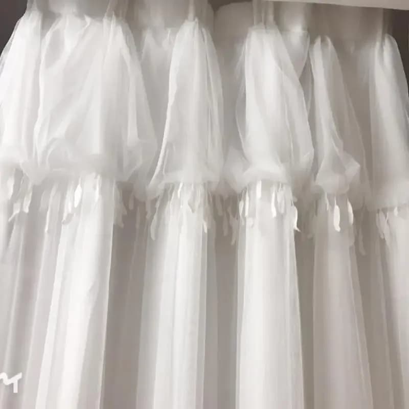 Tenda a Doppio Strato in Stile Principessa Coreana, Tenda Trasparente Bianca e Tenda in Tessuto Bianco per Soggiorno e Camera da Letto