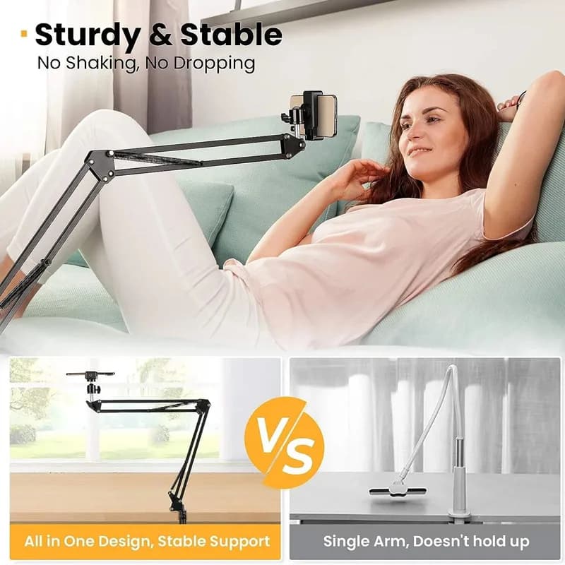 Roreta Flexible stand desktop bedside phone holder lazy person stand for tripod optional 360° rotating ball head and remote