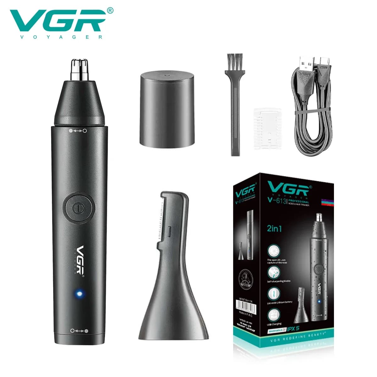 VGR Nose haircuts Nose and ears cutter Professional electric rechargeable haircut for men V-613