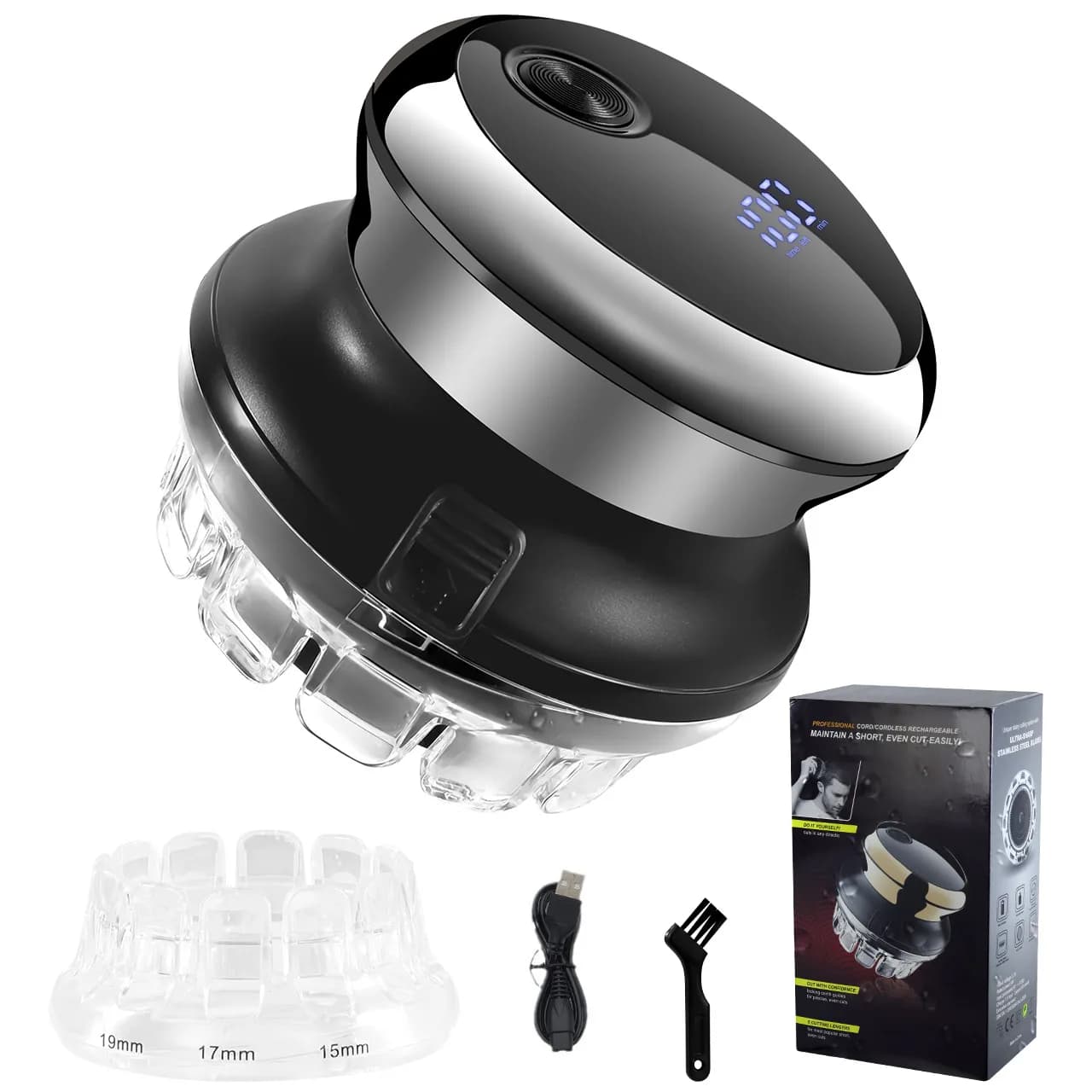 UFO Electric Even Cut Rotary Hair Trimmer Men‘s Washable Rechargeable Hair Push Clipper Self-Haircut Shortcut Kit For Self Care