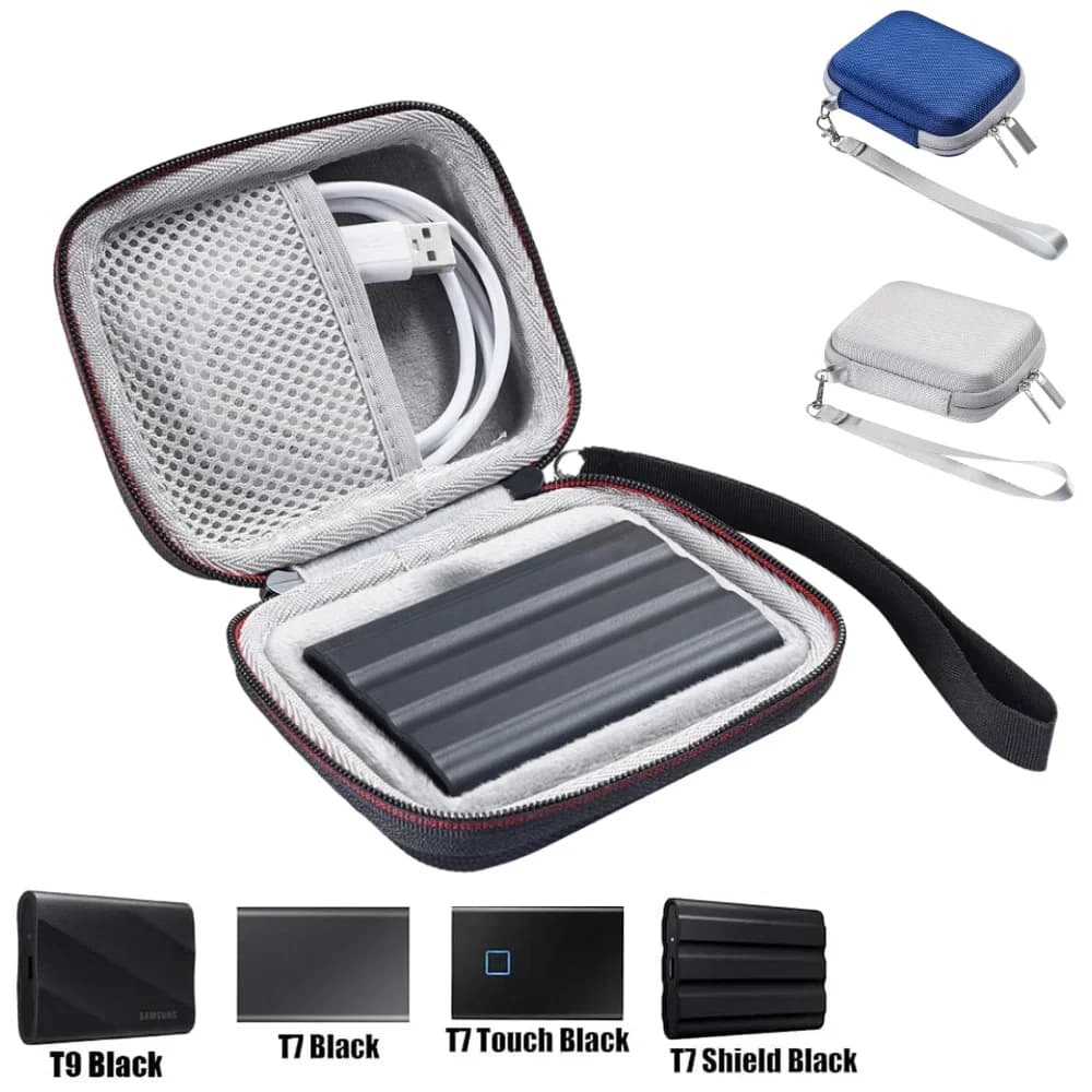Custodia rigida in EVA anti-graffio per il trasporto, borsa da viaggio per hard disk esterno, compatibile con Samsung T7 Shield/T9 4TB/2TB/1TB SSD portatile