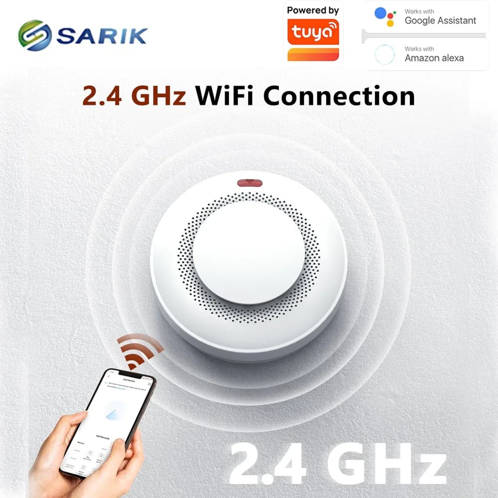 Sensore di allarme antincendio di fumo wireless indipendente Allarme sonoro da 80 dB Allarme di protezione di sicurezza per l'automazione domestica Rilevatore di fumo RF433