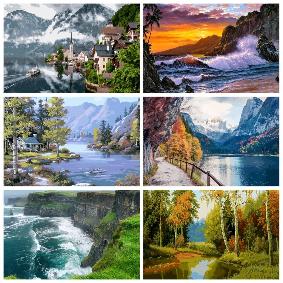DIY Oil Painting By Numbers Outdoors Nature Landscape Frameless For Beginners Home Decoration Gift