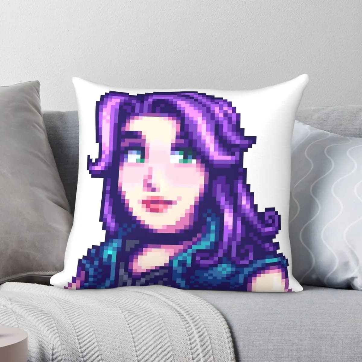 Fodera per cuscino quadrata Stardew Valley Abigail in poliestere, lino, velluto, con cerniera, decorazione per divano, copricuscino
