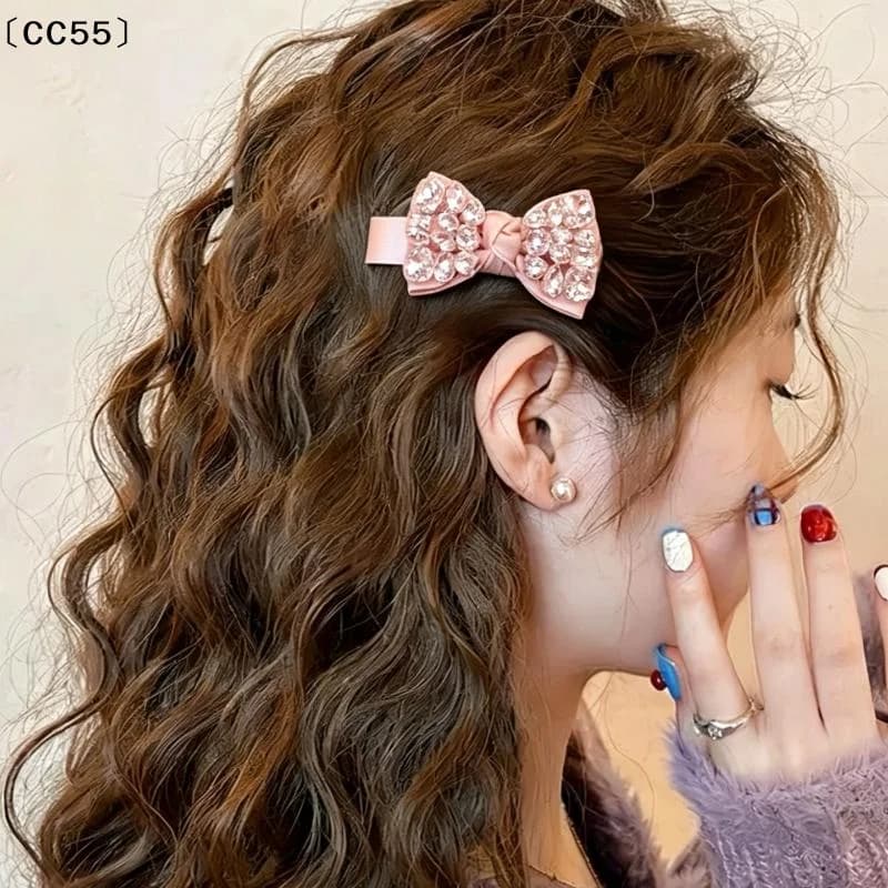 Crystal Bow Hair Clips For Women Rhinestone Side Clips For Bangs Luxury Elegant Non Slip Hair Barrettes For Girls〔CC55〕