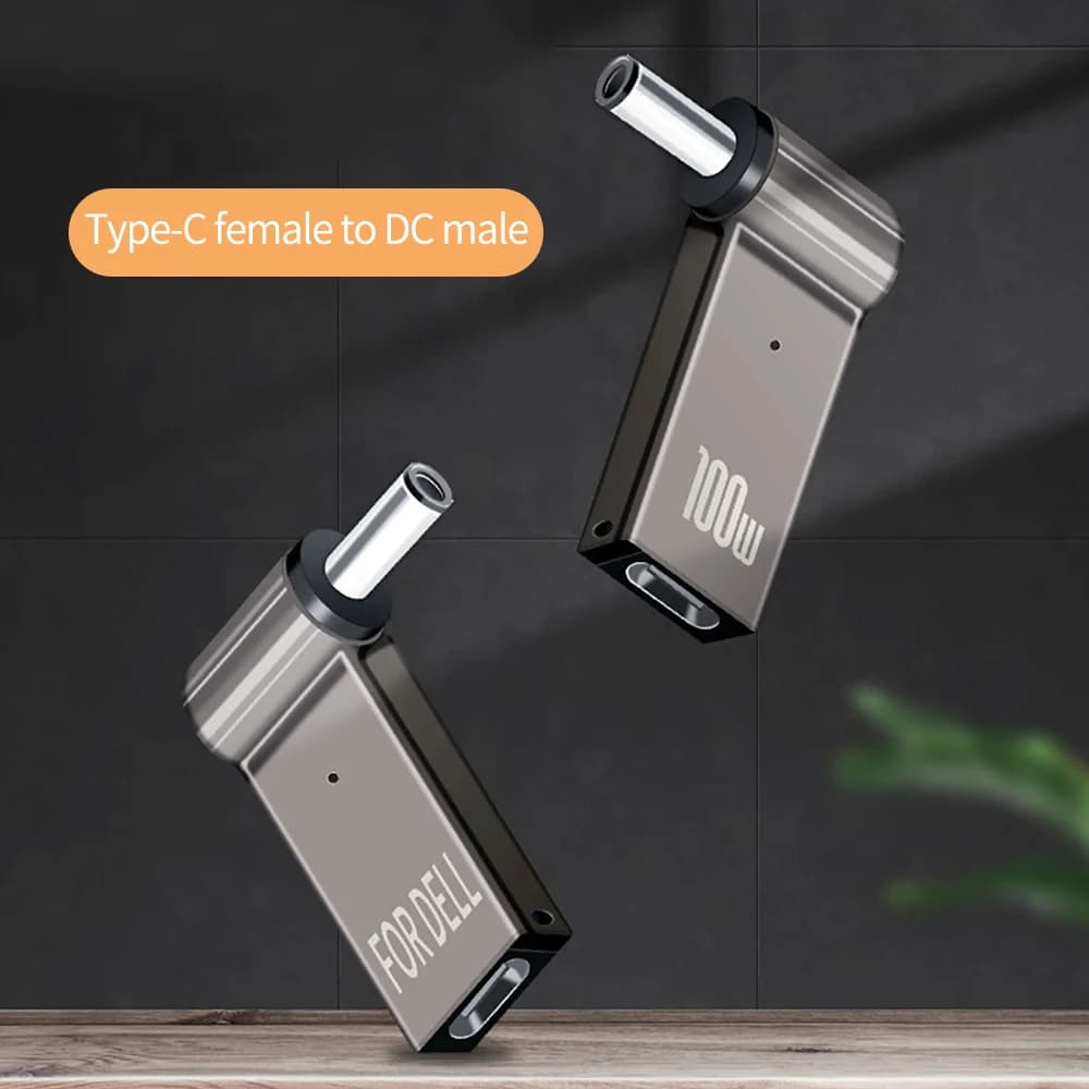 Convertitore PD 5A 100W Trigger Jack DC a Tipo C Femmina 5.5/7.4 in lega di zinco con adattatore di alimentazione per testa luminosa per laptop Dell/HP/ASUS