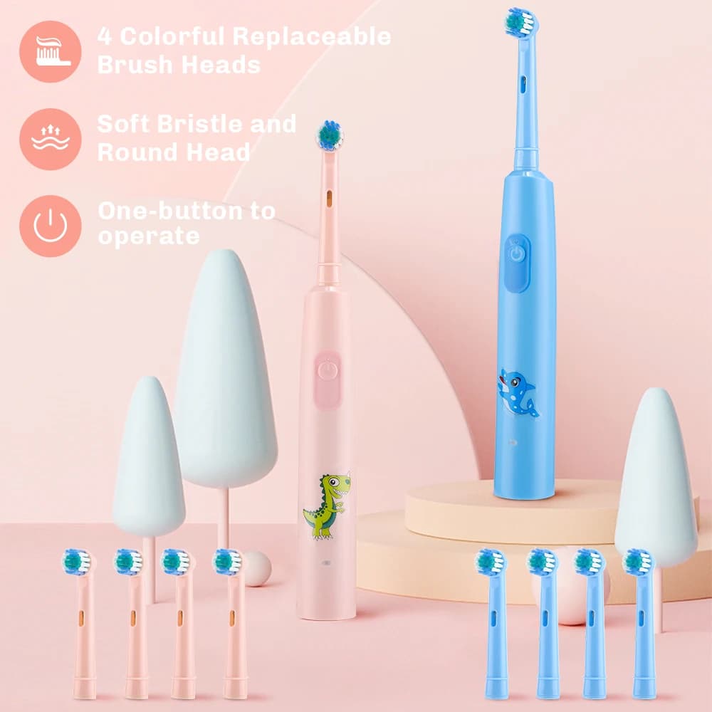 Sonic Electric Toothbrush IPX7 Waterproof With Replacement Heads Automatic Rechargeable Colorful Children Cartoon Brush For Kids