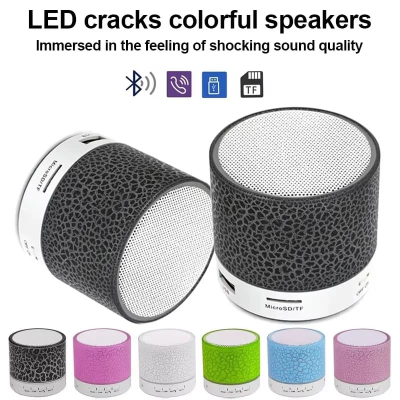 Mini Portable Outdoor Speaker Bluetooth MP3 Player Wireless Audio Dazzling Crack LED Lights Subwoofer Support TF Card For Phone