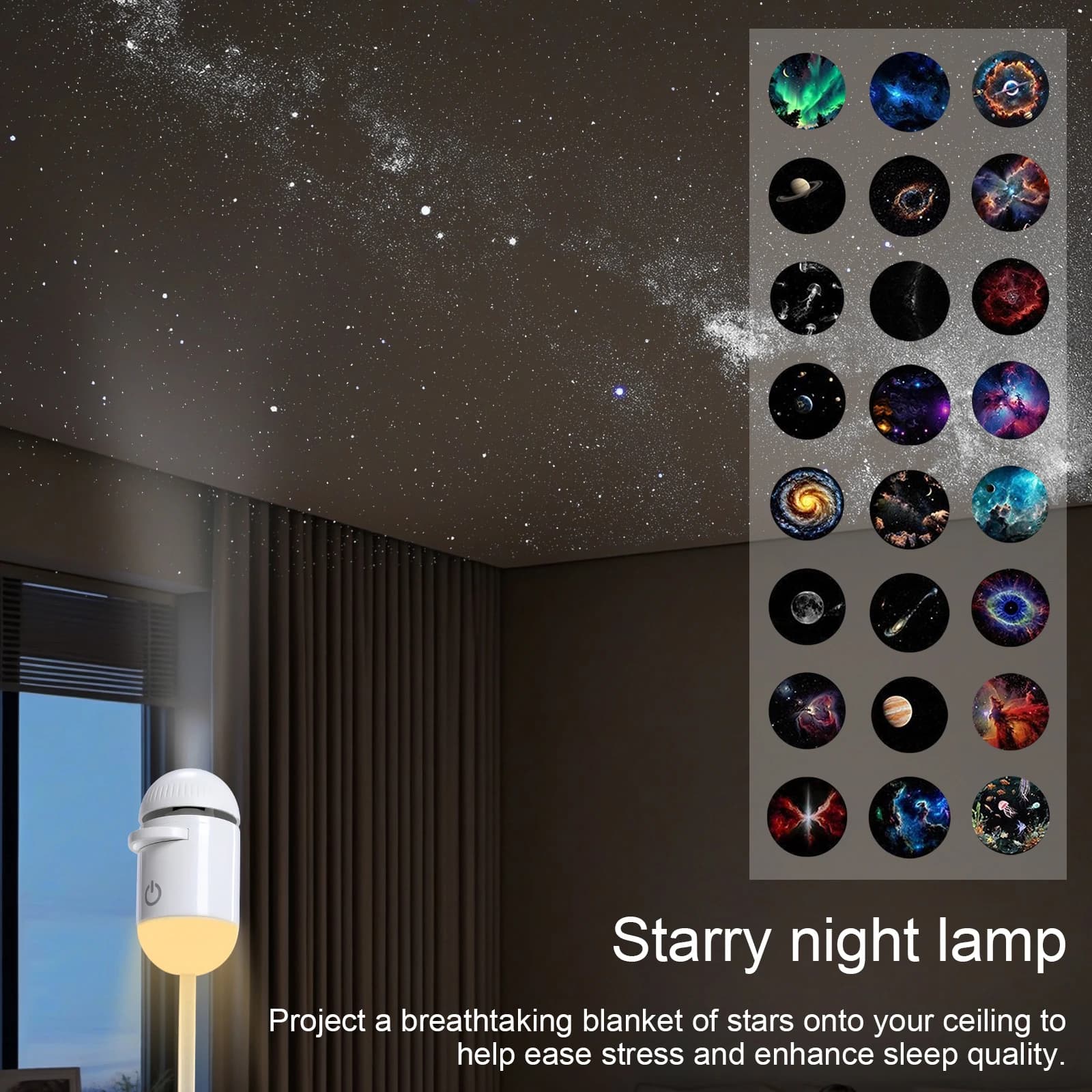 Proiettore di Stelle Mini Galaxy 2-in-1, Luce Notturna LED Rotante a 360°, Lampada d'Ambiente Romantica Alimentata USB per Interni Auto e Decorazione Camera da Letto