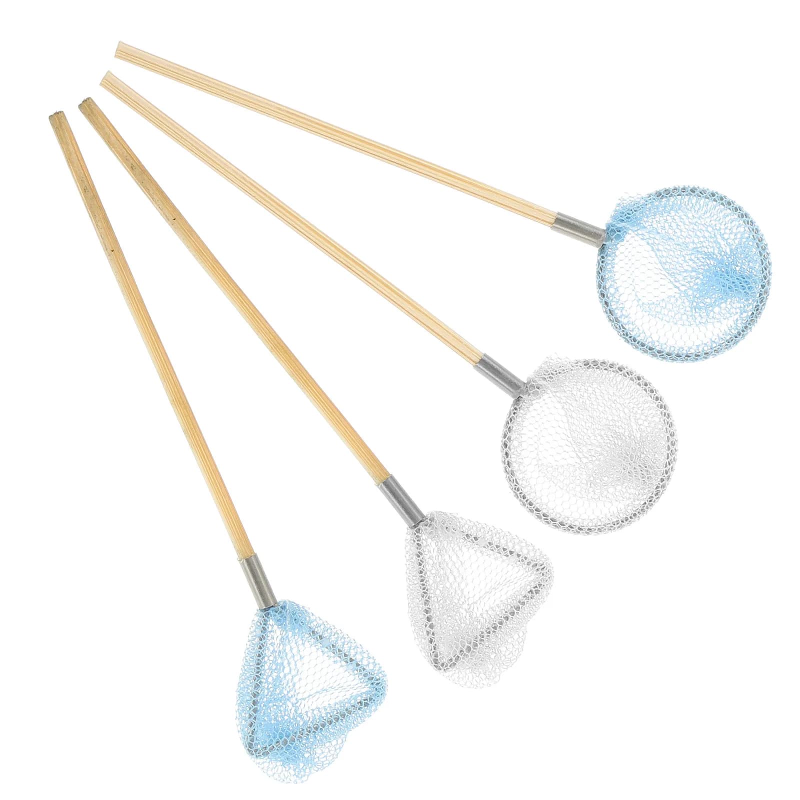 Set di 4 Mini Reti da Pesca, Accessori per Decorazione Casa delle Bambole, Piccoli Oggetti per Catturare Insetti, Decorazioni per Scenari Estivi