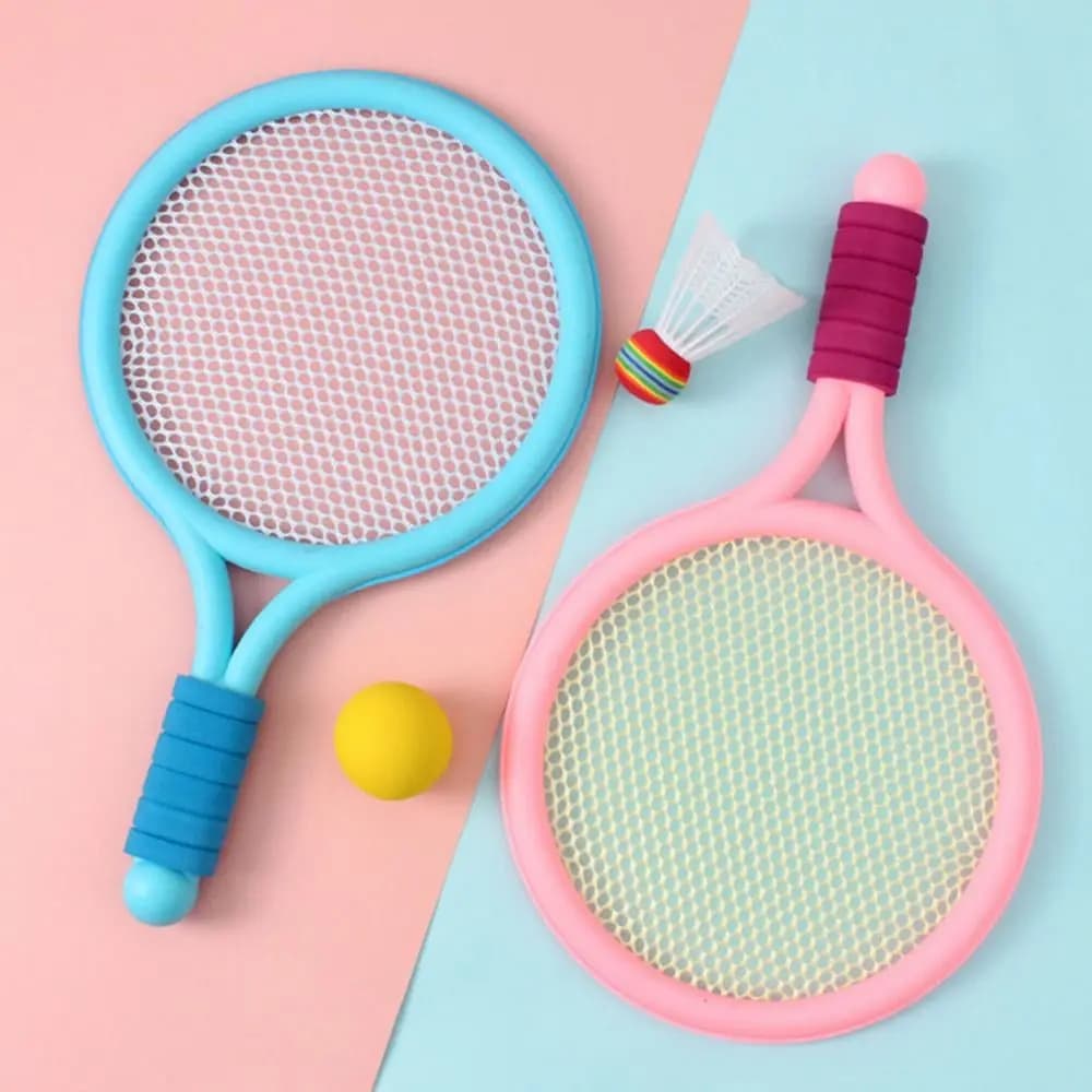 Set di racchette da tennis e badminton 2 in 1 con 1 volano da badminton, racchette da badminton morbide per bambini, 1 pallina da tennis, giocattoli sportivi da tennis per bambini