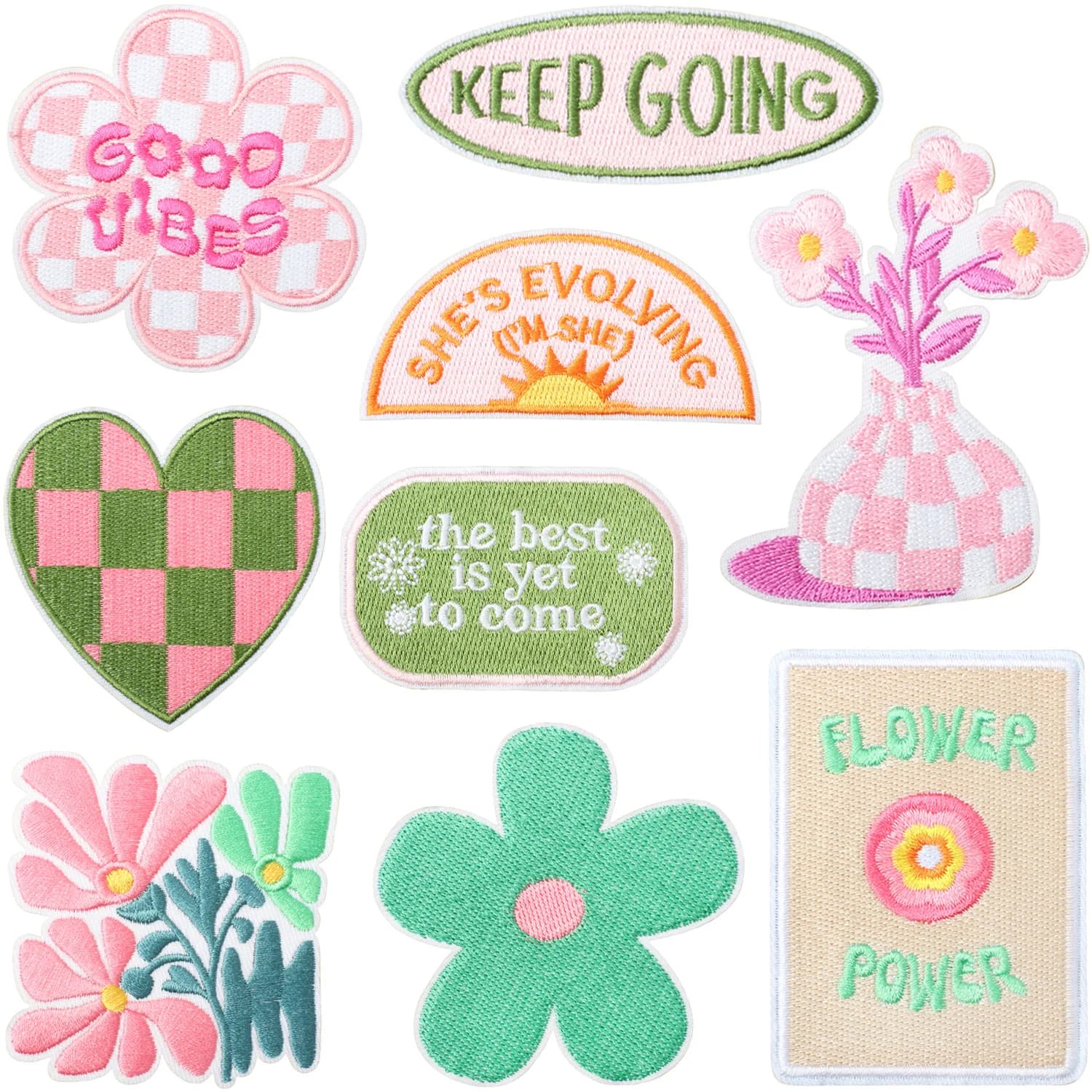 Fresh Floral Embroidered Iron On Patches Flower Vase Shape Clothing Bag Decorative Repair Patch Small Accessory