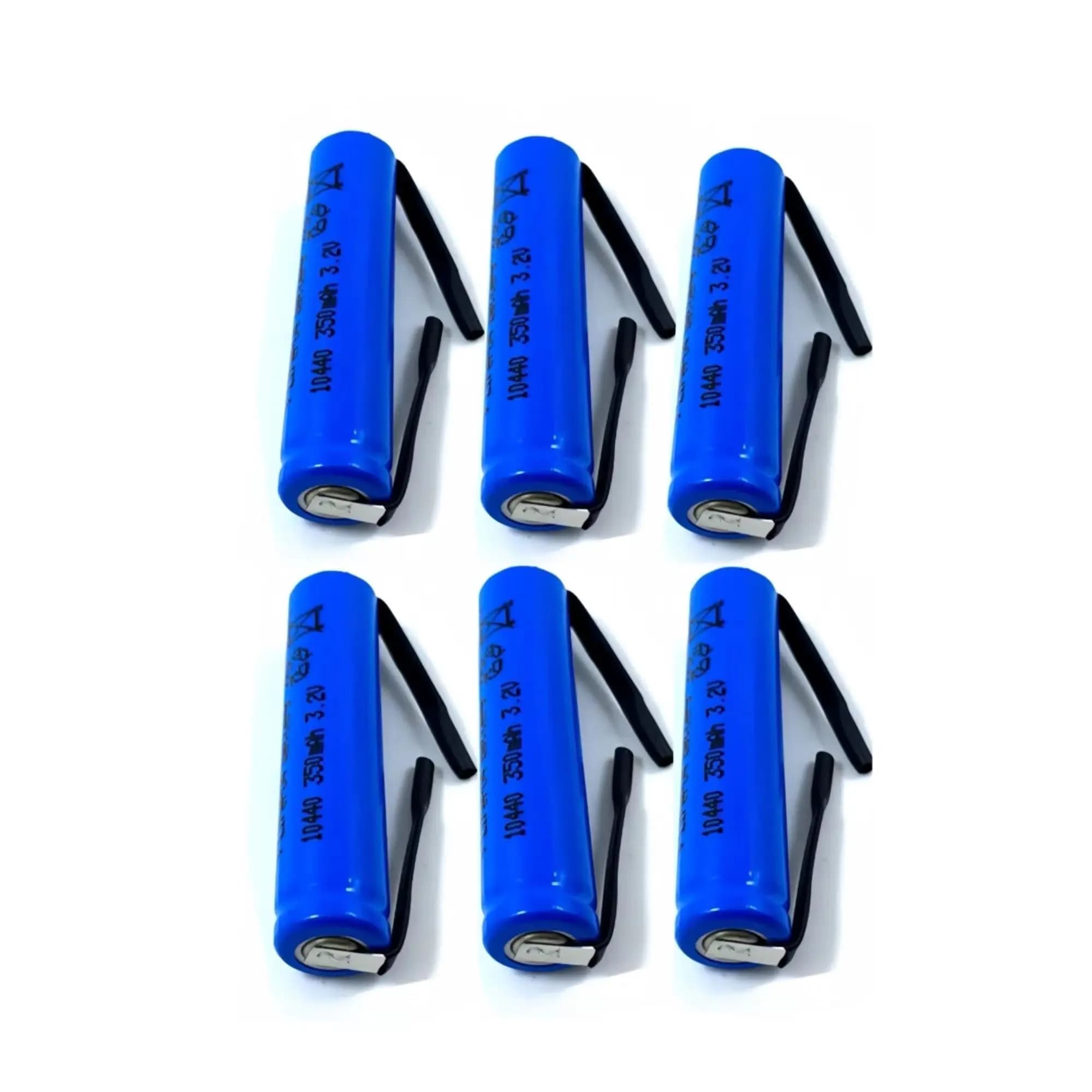 6 LiFePO4 10440 batteries from 3.2V 350mAh AAA with welding terminals for electric toothbrush, razor, toys, wireless bells, smoke detectors