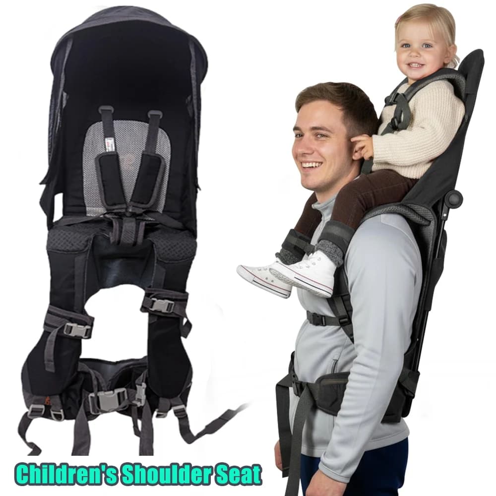 Baby Shoulder Seat Hiking Carrier With Metal Lining Rain Cover Saddle Shoulder Stand Backpack For Infant Travel Outdoor Use