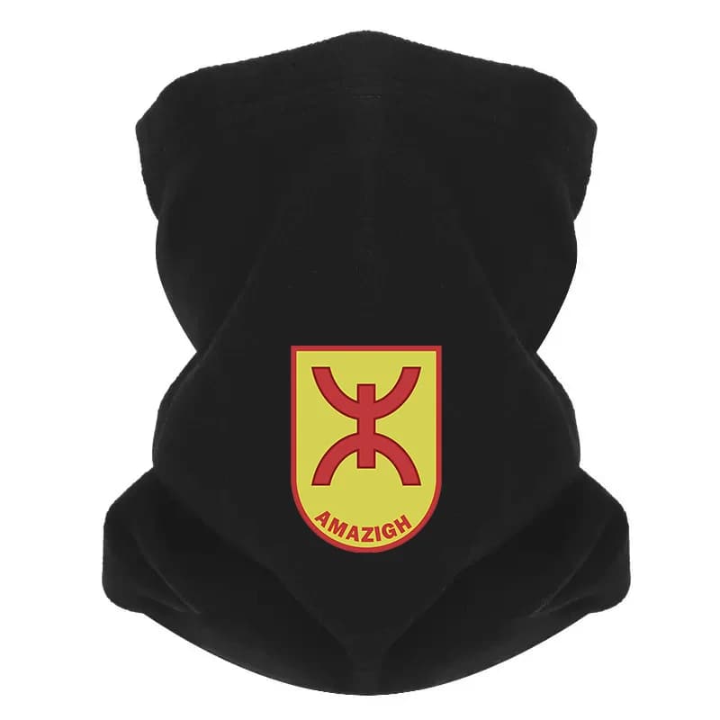 Simbolo rosso sfondo giallo forma Amazigh Uomo Sciarpa da esterno Maschera Ghetta per il collo Cappello Berretto da donna Copricapo Antivento Mantieni caldo l'inverno