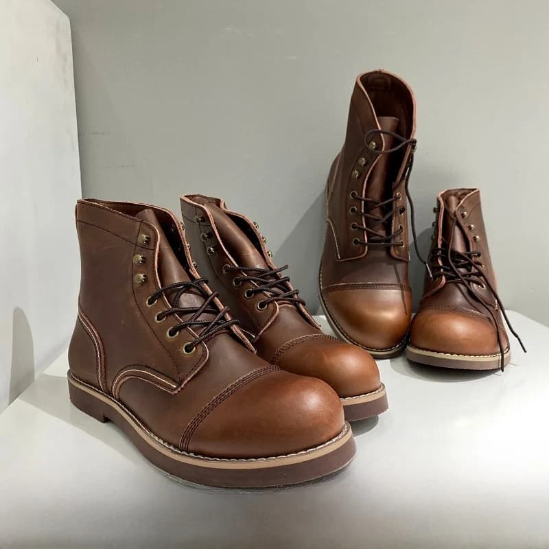 Heavyweight Paratrooper Boots Top Layer Leather Men's Autumn Winter Boots American Retro Casual Genuine Leather Work B...