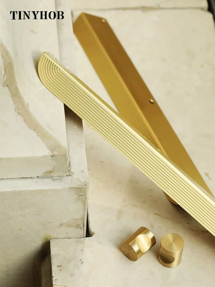 Tinyhob Maniglie invisibili ad arco in ottone dorato per mobili Cucina Camera da letto Cassetto Modello linea Armadi da 300 mm Maniglia per vino