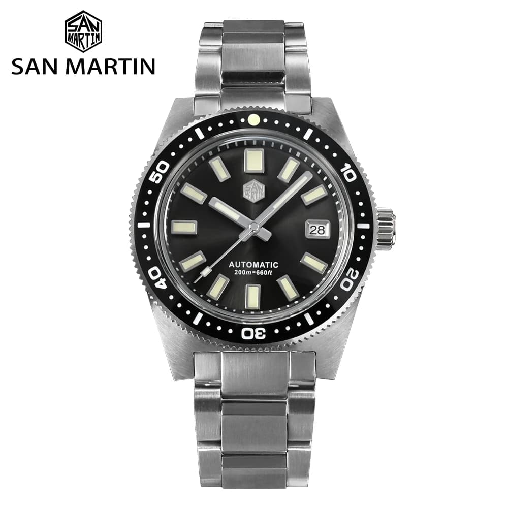 San Martin Ufficiale 41mm 62mas V4 Diver Orologio da uomo NH35 Orologio meccanico automatico Vetro zaffiro 200m Impermeabile luminoso SN0007
