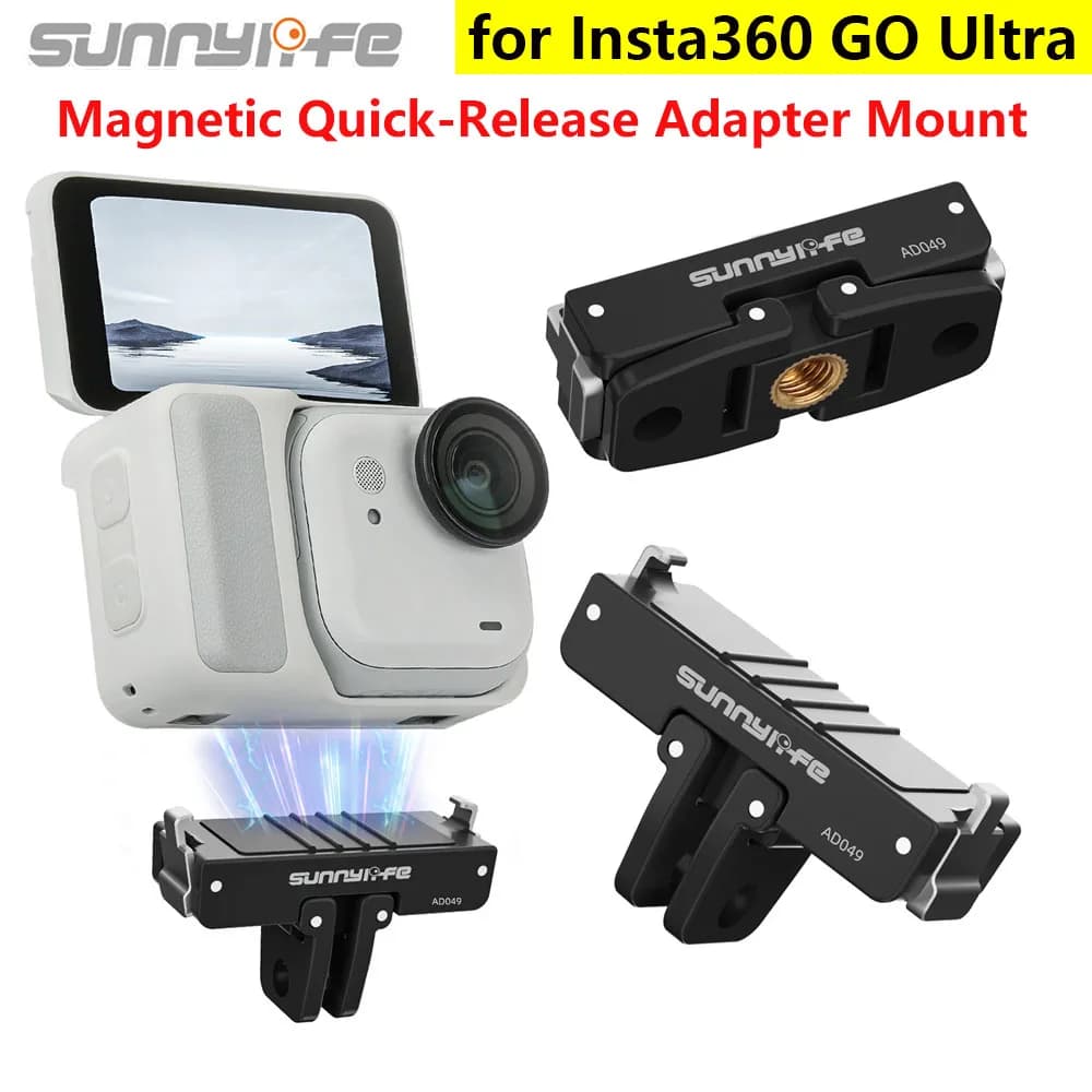 Sunnylife For Insta360 GO Ultra Magnetic Adapter for Camera Quick Deception Adapter Extension Support Foldable basic bracket accessory