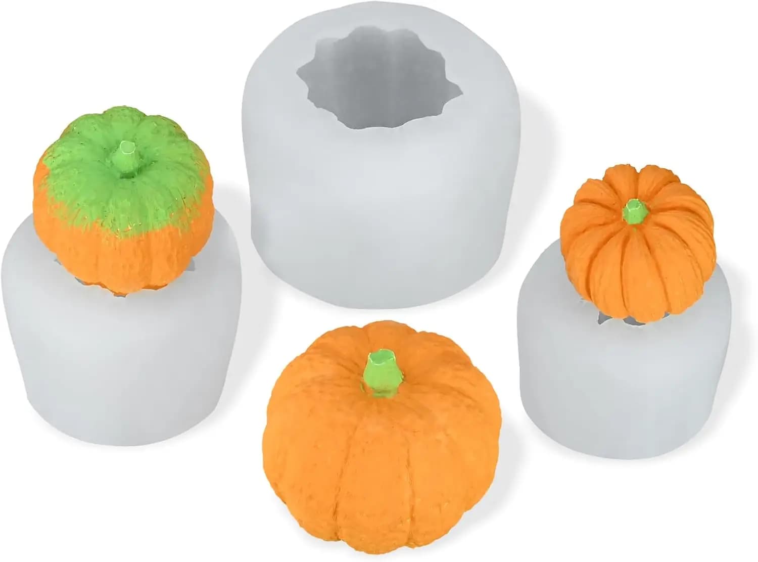 Set di Stampi in Silicone 3D a Forma di Zucca, 3 Pezzi per Resina Epossidica, Candele, Sapone, Dolci, con Design a Zucca