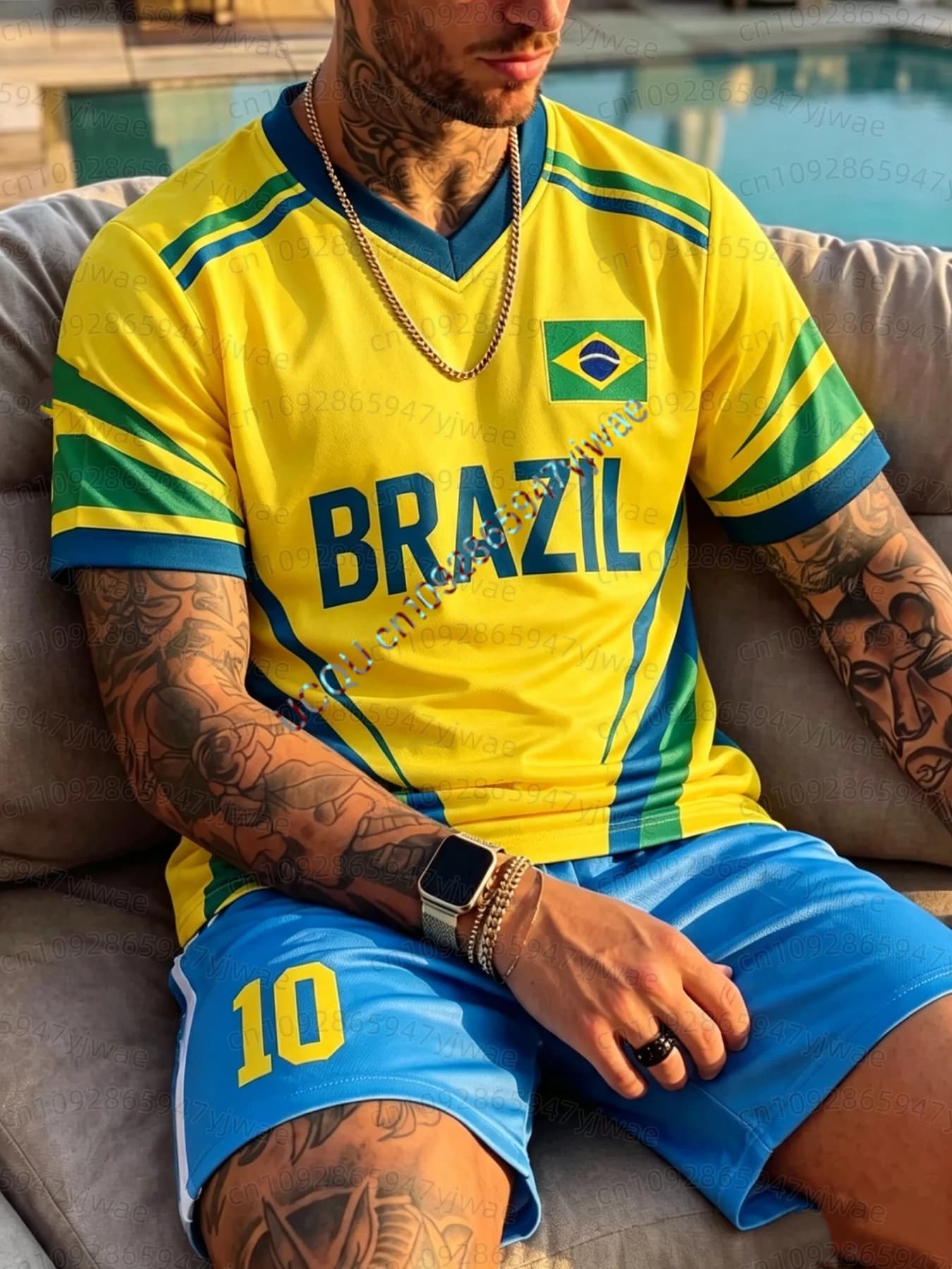 Men 2pcs Set Neymar 10 Print Mens Sports t-Shirt Shorts Set Adult Men Jogging Plus Size Homme football Tracksuit 2 Piece Set
