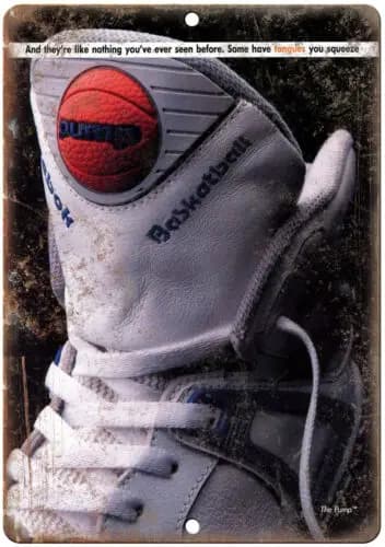 1e,Reebok Pump Basketball Vintage Ad ; Reproduction Metal Sign ZE60