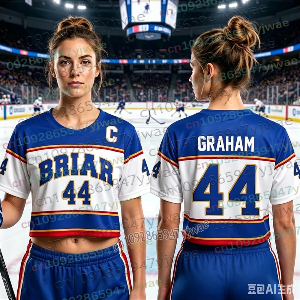 Maglia da Hockey Off Campus Briar University, Modello Graham 44 22 DI LAURENTIS 66, T-shirt Genitore-Figlio, Maglia per Uomo e Donna, Top Crop Tee