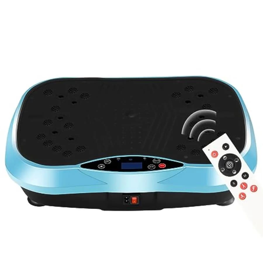 Home fitness vibration plate exercise machine with steel frame, black finish, 3D oscillation for full-body workout, weight loss