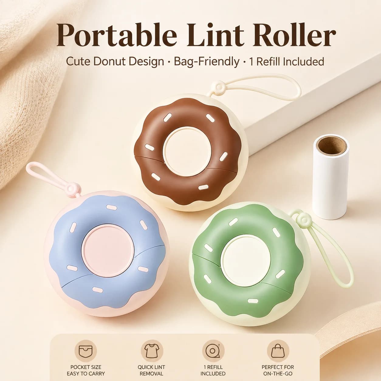 Portable Reusable Lint Roller Pet Hair Remover for Clothes Bedding Sofa Carpet Travel Sticky Dust Hair Cleaner