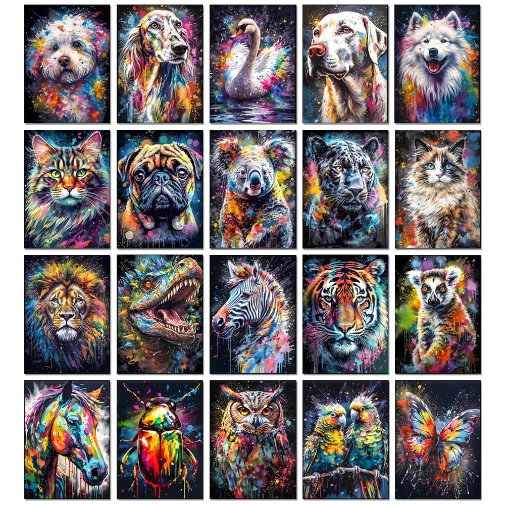 Nuovo Kit Fai-da-Te per Pittura Diamante: Gatto, Cane, Cigno, Animali, Ricamo Diamantato Completo per Mosaico e Decorazione Murale